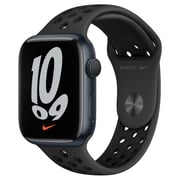 Apple Watch Nike Series 7 GPS، 41mm Midnight Aluminium Case with Anthracite / Black Nike Sport Band - عادي