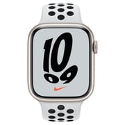 Apple Watch Nike Series 7 GPS, 45mm Starlight Aluminium Case with Pure Platinum/Black Nike Sport Band – Middle East Version