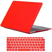 Rdn Macbook Air 13 Inch Case With Matching Keyboard M1 A2337 A2179 A1932 2020 2019 2018 Release, Slim Plastic Matte Hard Cover Compatible Mac Air 13.3 Inch With Retina Display Touch Id Red