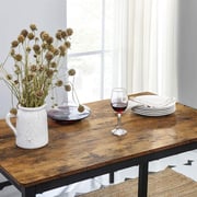 Mahmayi Dining Table With 2 Benches, 3 Pieces Set, Kitchen Table Of 110 X 70 X 75 Cm, 2 Benches Of 97 X 30 X 50 Cm Each, Steel Frame, Industrial Design, Rustic Brown And Black Kdt070b01
