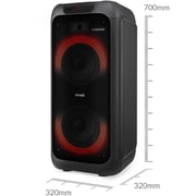 evvoli Portable Party Speaker Bluetooth With Two Wireless MIC, Built In Lights and Splashproof Design 160W EVAUD-PT160B