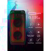 evvoli Portable Party Speaker Bluetooth With Two Wireless MIC, Built In Lights and Splashproof Design 160W EVAUD-PT160B