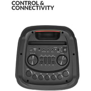 evvoli Portable Party Speaker Bluetooth With Two Wireless MIC, Built In Lights and Splashproof Design 160W EVAUD-PT160B