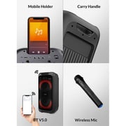 evvoli Portable Party Speaker Bluetooth With Two Wireless MIC, Built In Lights and Splashproof Design 160W EVAUD-PT160B