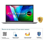 Asus Vivobook Pro 15 OLED Laptop - 11th Gen Core i5 3.1GHz 8GB 512GB 4GB Win10Home FHD 15.6inch Cool Silver English/Arabic Keyboard NVIDIA GeForce GTX 1650 K3500PH OLED005T (2021) Middle East Version