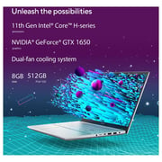 Asus Vivobook Pro 15 OLED Laptop - 11th Gen Core i5 3.1GHz 8GB 512GB 4GB Win10Home FHD 15.6inch Cool Silver English/Arabic Keyboard NVIDIA GeForce GTX 1650 K3500PH OLED005T (2021) Middle East Version