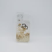 Guess Liquid Glitter Case 4g Electroplated Logo For Iphone 13 Gold