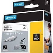DYMO HEAT SHRINK TUBE-IND 6mmX1.5m BLACK ON WHITE