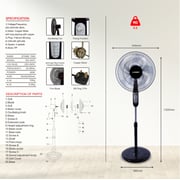 Stargold 16 Pedestal Fan Oscillating 60w Electric Stand Fan Sg-4041 Black
