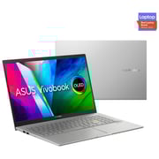 لاب توب أسوس فيفو بوك 15 OLED K513EQ-OLED107T - Core i7 2.8GHz 16 جيجابايت 1TB 2 جيجابايت Win10 15.6 بوصة FHD لوحة مفاتيح إنجليزي / عربي باللون الفضي