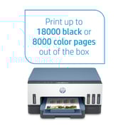 HP Smart Tank 725 All-in-One Printer wireless, Print, Scan, Copy, Auto Duplex Printing, Print up to 18000 black or 8000 color pages, White/Blue  [28B51A]