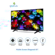 Gratus 42 Inch Fhd Led Smart Tv With Built In Receiver, Android Smart 9.0, Color Box, A+ Panel, Wifi, E-share, You Tube, Shahid, Facebook, Netflix, Amazon Prime Gasled42acdfhd