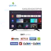 Gratus 42 Inch Fhd Led Smart Tv With Built In Receiver, Android Smart 9.0, Color Box, A+ Panel, Wifi, E-share, You Tube, Shahid, Facebook, Netflix, Amazon Prime Gasled42acdfhd
