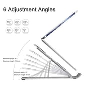 Technomounts Portable Laptop Stand, Foldable Adjustable Adjustable Notebook Stand For Desk, Laptop Holder Aluminum Ventilated Laptop Riser For 10-15.6 Inches Laptop And Tablet (silver)