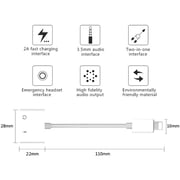 Maxguard 2 In 1 Lightning to 3.5mm Adaptor White