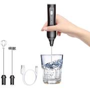 Milk Frother Handheld Electric Blender Mixer, Usb Rechargeable 3 Speeds Electric Milk Foam Maker Immersion Stainless Blender With 2 Whisks For Bulletproof Coffee,mini Foamer For Cappuccino,lattes, Matcha, Hot Chocolate (black)