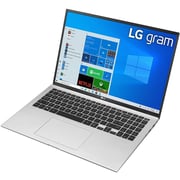 LG Gram 16 (2020) Laptop - 11th Gen / Intel Core i5-1135G7 / 16inch WQXGA / 8GB RAM / 512GB SSD / Shared Intel Iris Xe Graphics / Windows 11 Home / English & Arabic Keyboard / Silver / Middle East Version - [16Z90P-G.AR66E1]