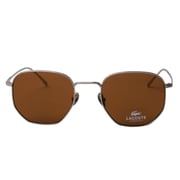 Lacoste L206s 714 Hexagonal Silver Full Frame Sunglass For Men (gradient Brown Lens)