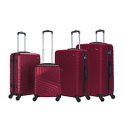 Stargold Set Of 4 Hardside Spinner Abs Trolley Luggage With Number Lock, Burgundy - 20, 24, 28, 32 Inches