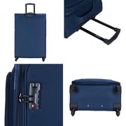 Viptour Set Of 4 Light Weight Polyester Jacqard Trolley Luggage With Number Lock, Navy- 20, 24, 28, 32 Inches