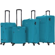 Viptour Set Of 4 Light Weight Polyester Jacqard Trolley Luggage With Number Lock, Turquoise- 20, 24, 28, 32 Inches