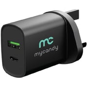 Mycandy Dual Port Wall Charger with USB-C Cable 1m Black