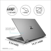 HP Zbook Fury 15 G8 Laptop - 11th Gen 15.6inch FHD, Core i7 2.50GHz 32GB RAM, 1TB SSD, 6GB NVIDIA RTX️ A3000, Win10Pro, Silver, Eng Ar Keyboard (314K3EA) (2021) Middle East Version