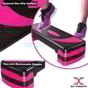Maxstrength Aerobic Stepper Cardio Fitness Step Board Adjustable Height 5-levels Home Yoga Gym Exercise Training Stepper Pink Black