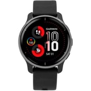 Garmin 0100249611 VENU 2 Plus GPS Smart Watch Slate Stainless Steel Bezel W/Black Case and Silicone Band