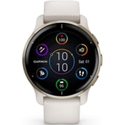 Garmin 0100249612 VENU 2 Plus GPS Smart Watch Cream Gold Stainless Steel Bezel W/Ivory Case and Silicone Band