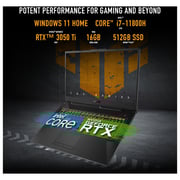 ASUS TUF Gaming F17 Gaming Laptop - 11th Gen Core i7 2.3GHz 16GB 512GB 4GB Win11Home 17.3inch FHD 144Hz Eclipse Grey Nvidia GeForce RTX 3050Ti FX706HEB HX085W (2022) Middle East Version