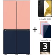 Samsung  BESPOKE 4-Door Flex Refrigerator 820 L With Top Glam Peach & Bottom Glam Navy Panel
