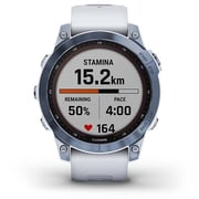 Garmin 010-02540-25 Fenix 7 Sapphire Solar Smart Watch with Whitestone Band White/Blue