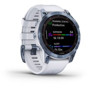 Garmin 010-02540-25 Fenix 7 Sapphire Solar Smart Watch with Whitestone Band White/Blue