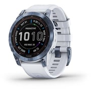 Garmin 010-02540-25 Fenix 7 Sapphire Solar Smart Watch with Whitestone Band White/Blue