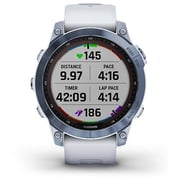 Garmin 010-02540-25 Fenix 7 Sapphire Solar Smart Watch with Whitestone Band White/Blue
