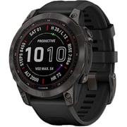 Garmin 0100254021 Fenix 7 Sapphire Solar Smart Watch 47mm Carbon Grey DLC Titanium With Black Band