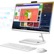 Lenovo Idea Centre Aio 3 24alc6 All In One Desktop AMD Ryzen 5 5500U 2.10GHz 8GB 512GB SSD AMD Radeon Graphics Windows 11 Home 23.8inch FHD White
