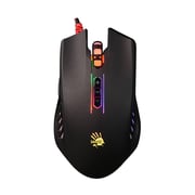 Bloody Q81 Neon Xglide Gaming Mouse With 2 Side Buttons, 3200 Cpi Adjustable, 3 Neon Lightning Effects, Wired Mouse With Braided Cable Suitable With Computer & Laptop - Black