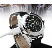 Men's Leather Analog Lighter Watch