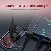 Moxedo Car Fm Transmitter Wireless Bluetooth Pd3.0 & Qc 3.0 38w Dual Ports Usb-a/usb Type-c Car Charger Hands-free Call, Noise Cancellation, Bass Booster, 7 Rgb Colors Support Sd Card Aux Input
