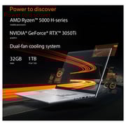 ASUS Vivobook Pro 16X OLED M7600QE-OLED0R9W Creator Laptop - Ryzen R9 3.3GHz 32GB 1TB 4GB Win11 16inch 4K OLED Meteor White English/Arabic Keyboard