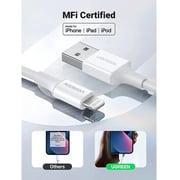 UGREEN USB-A to Lightning Cable, 2m, MFi Certified, 2.4A Fast Charging, Data Sync – White