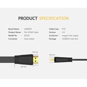 كيبل HDMI مسطح أسود 3 أمتار من يوغرين