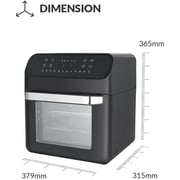 evvoli Air fryer 12 Litre, 8 Preset Programs, Oven Multi-functions, Digital Control Panel Display 1850W - EVKA-AO1212B Black