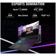 ASUS ROG Strix G15 (2022) Gaming Laptop - AMD Ryzen 7-6800H / 15.6inch FHD / 16GB RAM / 1TB SSD / 4GB NVIDIA GeForce RTX 3050 Graphics / Windows 11 Home / English & Arabic Keyboard / Grey / Middle East Version - [G513RC-HN013W]