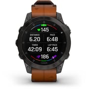 Garmin 010-02582-30 Epix Gen 2 Sapphire Smart Watch with Chestnut Leather Band Black Titanium