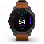 Garmin 010-02582-30 Epix Gen 2 Sapphire Smart Watch with Chestnut Leather Band Black Titanium