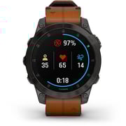 Garmin 010-02582-30 Epix Gen 2 Sapphire Smart Watch with Chestnut Leather Band Black Titanium