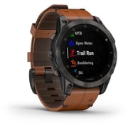 Garmin 010-02582-30 Epix Gen 2 Sapphire Smart Watch with Chestnut Leather Band Black Titanium